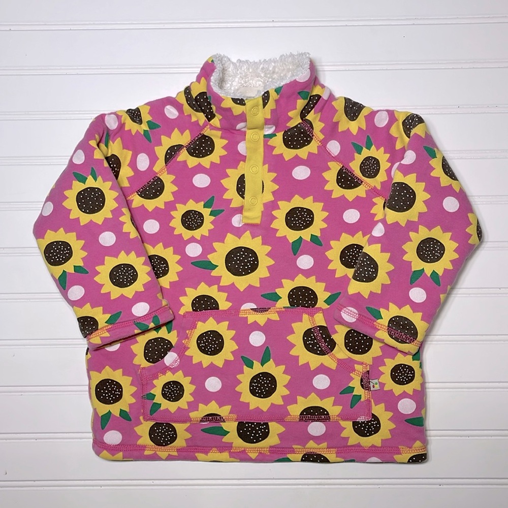 FRUGI VGUC 100% Organic Cotton Sunflower Sherpa Fleece Lined Pullover Jacket